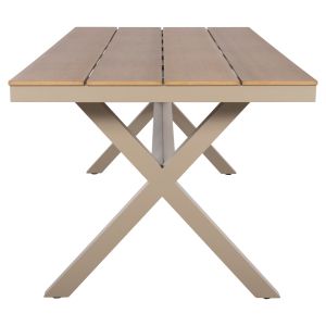 Garden table with aluminum frame and polywood top Tawnee Hm6039.04 champagne/natural color 219.5x89.5x73hcm