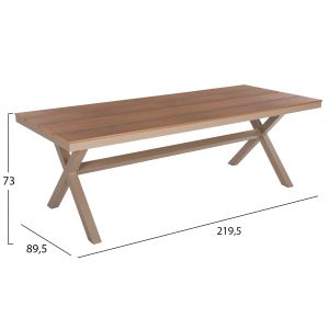 Garden table with aluminum frame and polywood top Tawnee Hm6039.04 champagne/natural color 219.5x89.5x73hcm