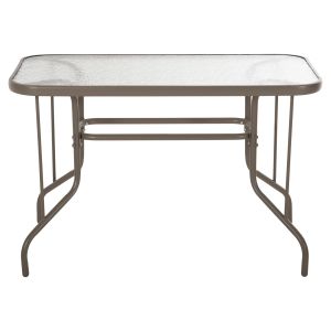 Garden metal table Adam tempered glass, Champagne color110χ60χ71hcm Hm5020.04