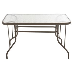 Garden metal table Adam tempered glass, Champagne color120χ70χ71hcm Hm5679.04