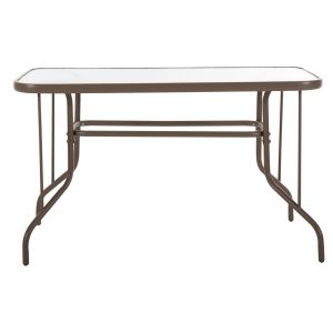 Garden metal table Adam tempered glass, Champagne color120χ70χ71hcm Hm5679.04