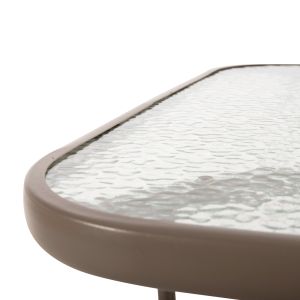 Garden metal table Adam tempered glass, Champagne color120χ70χ71hcm Hm5679.04