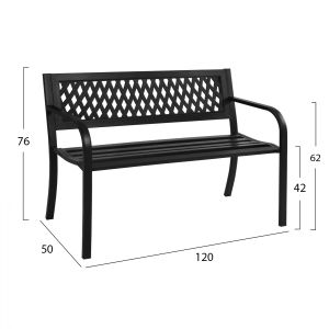 Garden metal bench Hm5531 in black color