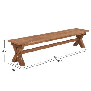 Garden bench Hm9564 made of recycled teak wood 220x40x45hcm