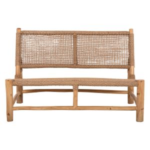Garden bench Londer with two seats solid teak and synthetic rattan 120x75x78hcm Hm5984