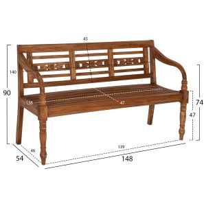 Garden bench mahogany wood Solid 148x54x90cm Hm7903