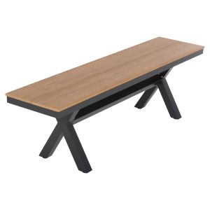 Garden bench with aluminum frame and polywood seat Tawnee Hm6038.01 anthracite/natural color 150x36x45hcm