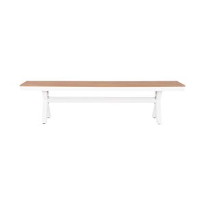 Garden bench with aluminum frame and polywood seat Tawnee Hm6038.02 color white/natural 150x36x45hcm