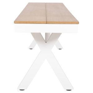 Garden bench with aluminum frame and polywood seat Tawnee Hm6038.02 color white/natural 150x36x45hcm