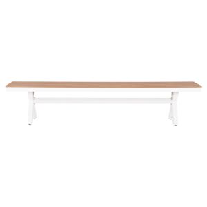 Garden bench with aluminum frame and polywood seat Tawnee Hm6040.02 color white/natural 220x36x44.5hcm