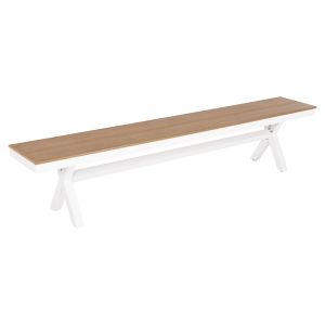 Garden bench with aluminum frame and polywood seat Tawnee Hm6040.02 color white/natural 220x36x44.5hcm