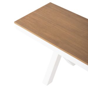 Garden bench with aluminum frame and polywood seat Tawnee Hm6040.02 color white/natural 220x36x44.5hcm