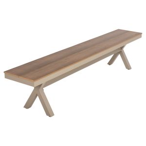 Garden bench with aluminum frame and polywood seat Tawnee Hm6040.04 champagne/natural color 220x36x44.5hcm
