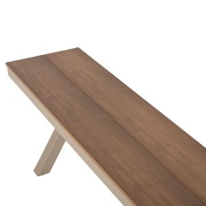 Garden bench with aluminum frame and polywood seat Tawnee Hm6040.04 champagne/natural color 220x36x44.5hcm
