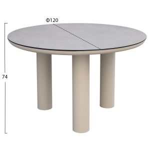 Garden dining round table Dosun aluminum Φ120x74h cream color Hm6201.02