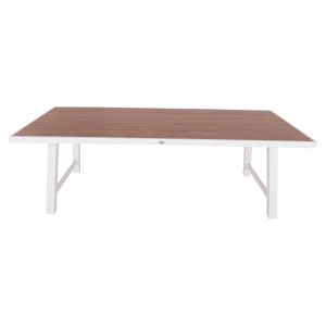 Garden dining table Gobar aluminum white-wood top 240χ105χ75hcm Hm6060,01