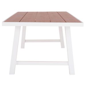 Garden dining table Gobar aluminum white-wood top 240χ105χ75hcm Hm6060,01