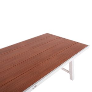 Garden dining table Gobar aluminum white-wood top 240χ105χ75hcm Hm6060,01