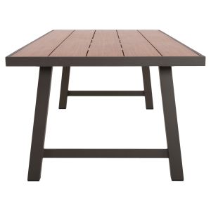 Garden dining table Gobar aluminum champagne color - wooden top 240χ105χ75hcm Hm6060,04