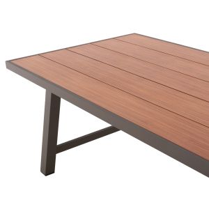 Garden dining table Gobar aluminum champagne color - wooden top 240χ105χ75hcm Hm6060,04