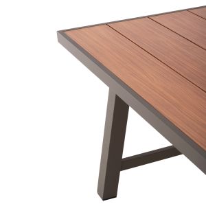 Garden dining table Gobar aluminum champagne color - wooden top 240χ105χ75hcm Hm6060,04
