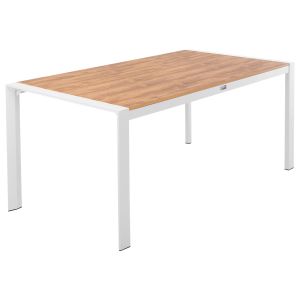 Garden dining table Goya aluminum in white-polywood top 160x80χ75hcm Hm6059,01