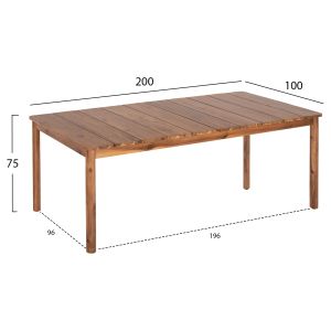 Garden dining table Navant solid acacia wood - natural color 200x100x75hcm Hm6136