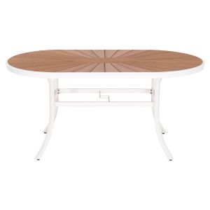 Garden dining table Telamo Hm6288.02 aluminum in white and plywood top 160x90χ73.5hcm.