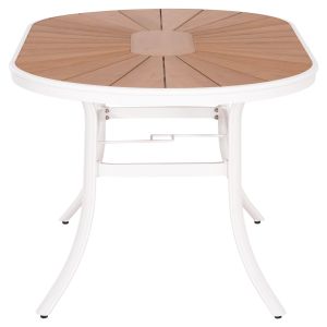 Garden dining table Telamo Hm6288.02 aluminum in white and plywood top 160x90χ73.5hcm.