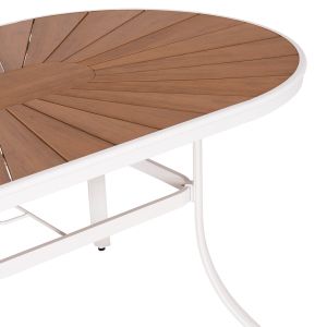 Garden dining table Telamo Hm6288.02 aluminum in white and plywood top 160x90χ73.5hcm.