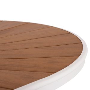 Garden dining table Telamo Hm6288.02 aluminum in white and plywood top 160x90χ73.5hcm.