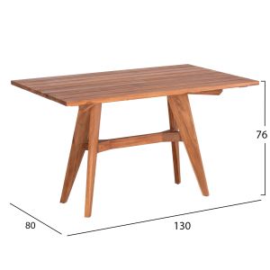 Градинска трапезна маса правоъгълна Leo Hm6137 тиково дърво масив 130x80x76hcm.