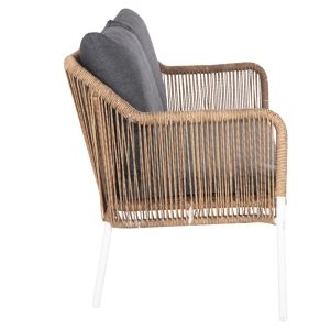 Garden 2-seater sofa Baffin aluminum-synthetic rope-cushions Hm6054,01 Aluminum White-p