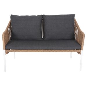 Garden 2-seater sofa Baffin aluminum-synthetic rope-cushions Hm6054,01 Aluminum White-p