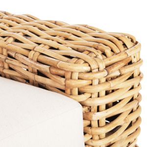 Garden 3-seater sofa Tropel solid mango wood-natural rattan-white cushions 216x88x70-85hcm Hm9808
