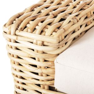 Garden 3-seater sofa Tropel solid mango wood-natural rattan-white cushions 216x88x70-85hcm Hm9808