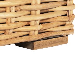 Garden 3-seater sofa Tropel solid mango wood-natural rattan-white cushions 216x88x70-85hcm Hm9808