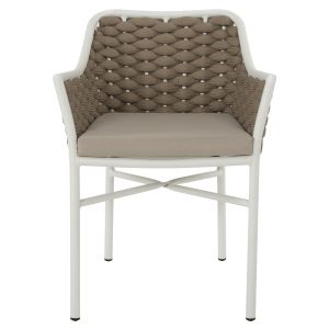 Garden aluminum chair Hm5858.02 white with beige ropes