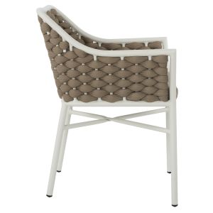 Garden aluminum chair Hm5858.02 white with beige ropes