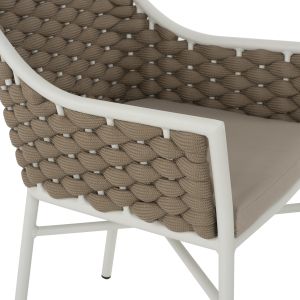 Garden aluminum chair Hm5858.02 white with beige ropes