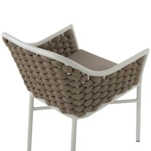 Garden aluminum chair Hm5858.02 white with beige ropes
