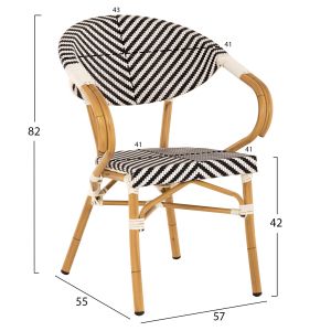 Garden aluminum chair Hm5861,01 Bamboo Look color white/black