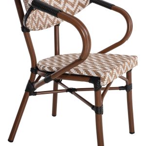 Garden aluminum chair Hm5861,03 Bamboo Look color brown/white 59x56x82hcm