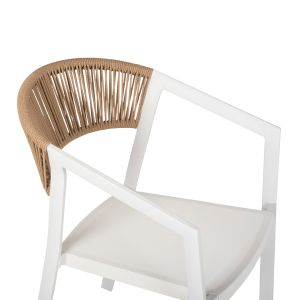 Garden aluminum chair Professional white rattan and textile 45x63x82hcmhm5891,02