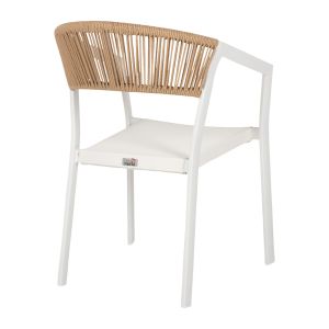Garden aluminum chair Professional white rattan and textile 45x63x82hcmhm5891,02