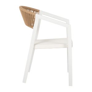 Garden aluminum chair Professional white rattan and textile 45x63x82hcmhm5891,02