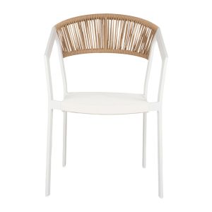 Garden aluminum chair Professional white rattan and textile 45x63x82hcmhm5891,02