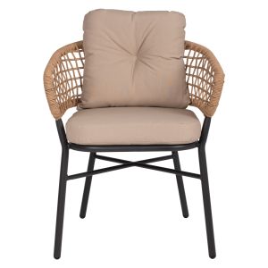 Garden aluminum chair Professional dark gray rattan with cushion Hm5863,01 60x56x84cm