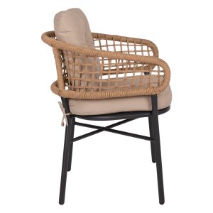 Garden aluminum chair Professional dark gray rattan with cushion Hm5863,01 60x56x84cm