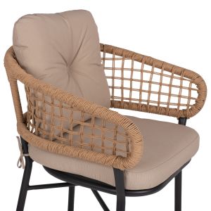 Garden aluminum chair Professional dark gray rattan with cushion Hm5863,01 60x56x84cm